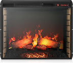 BELLEZE 28" Electric Fireplace, 1500 W 5000 BTU Space Heater with Adjustable Timer, Realistic Wood Log & Crackling Sound, Indoor Fireplace for TV Stand Mantel, Bedroom, Living Room