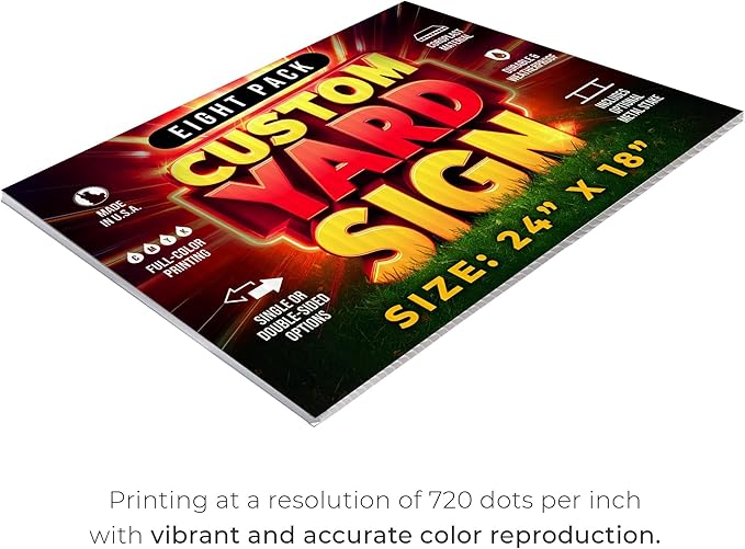 8 Pack 24"x18" Custom Yard Signs with Stakes, Personalized Yard Signs for Outdoors, Customized Full Color Print Corrugated Signs for Business