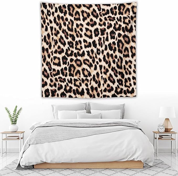 HZOHNAGO Leopard Print Tapestry Rustic Brown Leopard Wild Animal Printed Wall Tapestry Painting Wall Hanging for Bedroom Living Room Dorm 60" W x 60" H