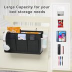 Dual-purpose Bedside Caddy Bedside Organizer, Bed Caddy with 6 Pockets, Versatile Bedside Storage Solution Magazine Remotes holder, ideal for Home, Dorm, Hospital, Crib Bed (Black 2 pcs)