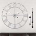 LEIKE 16" Modern Large Wall Clocks,Vintage, Round,Silent Non Ticking,Battery Operated,Silver Metal Roman Numerals Clock for Living Room/Bedroom/Kitchen Decor