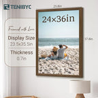 24x36 Poster Frame 3 Pack - Brown Woodgrain, Wood Picture Frame, Wall Gallery Frame - Wall Hanging
