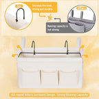 Bedside Caddy Bedside Organizer Bedside Storage Caddy with Fixed Straps and Water Bottle Holder for Home College Dorm Bunk Bed Hospital Bed Crib Bed Rails (White)