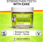Uncle Harry's Cinnamon Remineralizing Toothpaste | Natural Whitening Toothpaste Freshens Breath & Promotes Enamel | Vegan Fluoride Free Paste (4 pack)