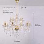 15 Light Crystal Chandelier Double Layer Flush Mount Ceiling Light Fixture with K9 Crystals for Living Room Dining Room Bedroom Luxury Hanging Lamp Lighting Fixtures