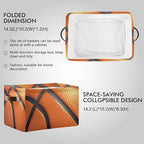 Storage Basket Bin Basketball Organizer Basket Collapsible Shelf Basket Cube with handle for Nursery Bedroom Bathroom, one sizex1