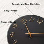 Mosewa Large Wall Clock 16 Inch Black Battery Operated Silent Non Ticking Simple Minimalist Rose Gold Numbers Clock Decorative for Bedroom Living Room Kitchen Home Office