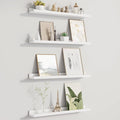 Picture Ledge Shelf for Wall, Floating Shelves Set of 4, 24 Inch Long Nursery Book Shelves for Toys Storage, Kids Bookshelf Wall Mounted for Books Photo Frames, White