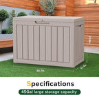 46 Gallon Outdoor Deck Box,Storage Lockable Waterproof Patio Furniture,Garden Tools,Cushions,Pool Accessories Outside Storage Resin Box(Light Brown)