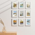 Vittanly 5x7 Picture Frames Set of 9, Shatter Resistant Plexiglass, Display 4x6 Pictures with Mat or 5x7 without Mat, Photo Frames for Wall or Tabletop, Engineered Wood, White