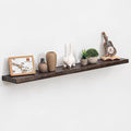 Wood Floating Shelves for Wall, 48 Inch Floating Shelves Wall Mounted, Rustic Live Edge Elm Wood Shelf for Home Decor, Heavy-Duty Storage Shelves for Books, Bathroom, Kitchen, Walnut Finish