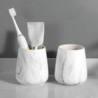2Pcs Toothbrush Holder for Bathroom - Marble White Ceramic Tooth Brushing Holders Set, Toothbrush Cup & Toothpaste Organizer for Bathroom Countertop, Makeup Brush Holder, Pen Holder for Home Storage