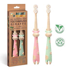 ROARex Vegan Eco Friendly All Natural Kids Toothbrush Made from Plants – Sweet Baby Giraffe | 100% Biodegradable and Compostable | 1% for The Planet Product