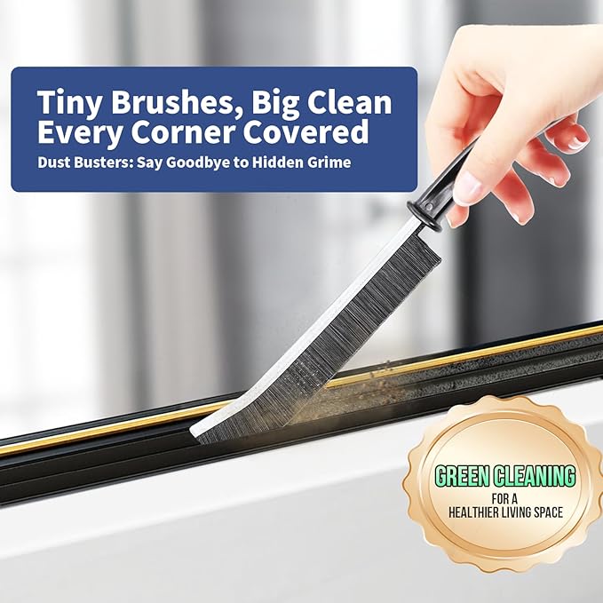3 Pcs Cleaning Brushes for Household - Crevice Brush for Scrub Small Spaces, Toilet Cleaning Tool with Comfortable Grip, Long&Firm Bristle for Shower Tile Grout, Sinks Gap, Window Tracks, Hinges