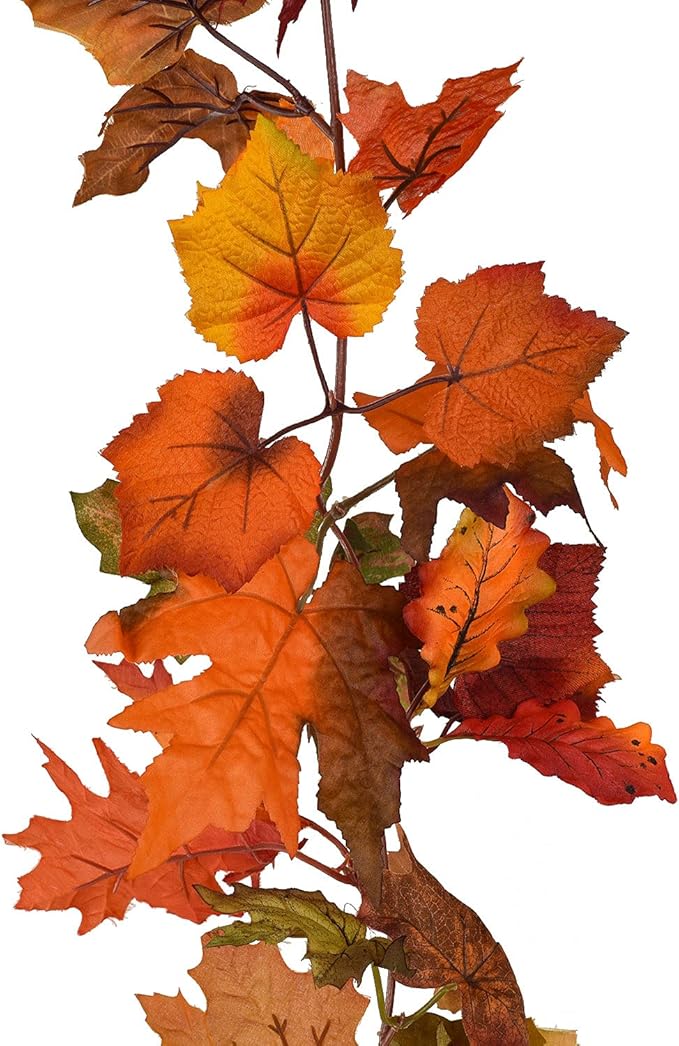 Lvydec 4 Pack Fall Maple Garland - 5.9ft/Strand Artificial Fall Foliage Garland Realistic Maple Leaves Autumn Decor for Home Wedding Halloween Thanksgiving Party (Mixed Color)