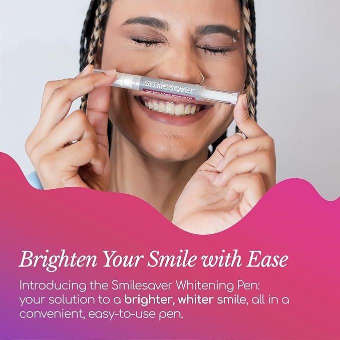 Smilesaver Peroxide-Free Teeth Whitening Pen – Gentle Formula for Sensitive Teeth – Portable Stain Remover Pen for a Radiant Smile – Easy-to-Use Oral Care Product for Brighter Enamel (3 Pack)