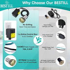 BESTILL Garbage Disposal Air Switch Kit - UL Listed, Brass 3.6" Long Push Button for Waste Disposer, Cordless Sink Top Switch Button, Brushed Gold, Compatible with all Garbage Disposals
