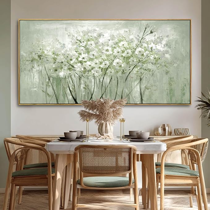 Framed Floral Wall Art Green botanical Canvas 24"x48" Artwork plant print Nature Wall Decor for Home Living Room Bedroom Kitchen Office