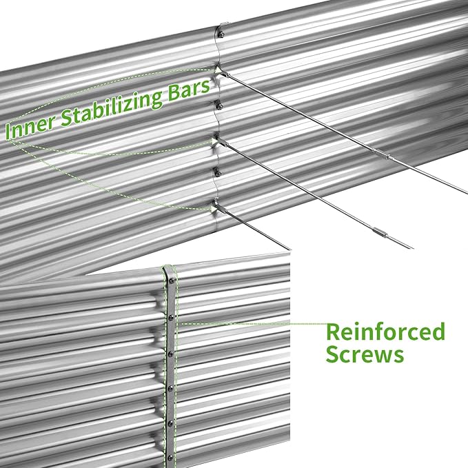Land Guard Metal Raised Garden Bed for Gardening, 6x3x1.5ft Galvanized Raised Garden Bed, Planter Boxes Outdoor for Vegetables, Fruits and Flowers (Silver)