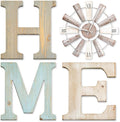 ZAZIWZ Farmhouse Home Signs with Windmill Clock Wall Decor Rustic Home Letters Wall Art for Living Room Kitchen Entryway Dining Room Bedroom (mix color)