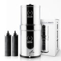 Gravity Water Filter System – 1.5 Gallons NSF Certified AISI 304 Stainless Steel Premium Countertop Water Filtration System with 2 Smart Black Carbon Filters & Stainless Steel Spigot