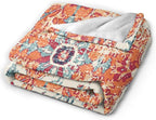 HGOD DESIGNS Carpet Pattern Throw Blanket Boho Style Ethnic Design Orange Blue Soft Blankets and Throws 50x60 Inch Caring for Women Men (130x150cm)