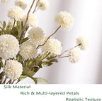 Faux White & Pink Kiku Flower, 10 Stems with 5 Heads Each & 4 Branches Eucalyptus Stems, Artificial Small Mini Chrysanthemum Flowers for Aesthetic Room Decor, Floral Arrangements Centerpiece
