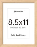 upsimples 8.5 by 11 Picture Frame, Natural Solid Wood Picture Frames, Display 6x8 with Mat or 8.5 x 11 Without, Wall or Tabletop, 1 Pack, Natural