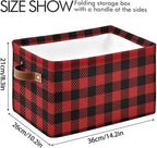 Red and Black Buffalo Plaid Storage Basket Cube Storage Bins Organizer Bag Collapsible Closet Shelf Baskets with handle for Baby Cloth Pet Toy Book 14.2×10.2×8.3 IN