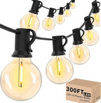 Svater Outdoor String Lights 300 FT, Patio Lights Outside with 156 G40 Shatterproof LED Bulbs, Waterproof Hanging Globe Lighting for Bistro Backyard Cafe Market, Warm White 2700K（3 x 100 FT）