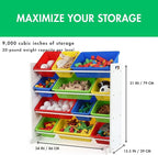 Humble Crew Kids Toy Storage Organizer with 12 Plastic Bins, White/Primary – Removable Bins for Playroom, Bedroom, Toddler Furniture for Boys and Girls Ages
