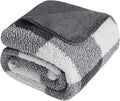 LURKA Checkered Sherpa Fleece Queen-Size Bed Blanket - Extra Thick and Warm Winter Soft Fuzzy Plush Blanket for Couches, Beds & Pets, Smoke Grey, 90x90 Inches