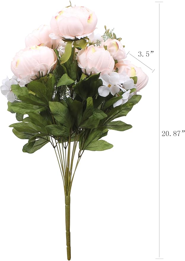 Duovlo Springs Flowers Artificial Silk Peony Bouquets Wedding Home Decoration,Pack of 1 (Spring Pure Pink)