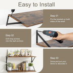 18"W x10"D Floating Shelves, Farmhouse Wall Shelves Home Decor Shelf, Deep Bathroom Shelves with Bracket, 10 Inch Deep Wall Shelf for Living Room, Kitchen, Bedroom, Rustic Brown, Set of 2