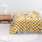 LOMAO Throw Blankets Flannel Blanket with Checkerboard Grid Pattern Soft Throw Blanket for Couch, Bed, Sofa Luxurious Warm and Cozy for All Seasons (Yellow, 60"x80")