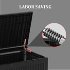 150 Gallon Lockable Resin Deck Box, Waterproof & UV-Resistant Outdoor Storage Box for Outdoor Cushion Storage, Garden Tools & Pool Accessories Storage, Black