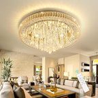 Modern Crystal Chandeliers for Living Room Ceiling Light Fixture LED Dimmable Lamp with Remote Pendant Lighting Flush Mount Ceiling Light for Dining Room Bedrooms Foyer