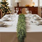 9 ft Christmas Garland, Cedar Garland, Real Touch Cypress Garlands, Green Artificial Greenery Garland for Mantel Indoor Outdoor Christmas Decorations