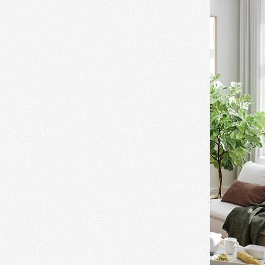 HIDBEA Frosted Window Privacy Film Non-Adhesive, Reusable Window Glass Films Heat Control Self Static Cling Removable Window Stickers for Home Office Living Room(White Frosted, 17.5 Inch x 6.5 Feet)