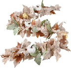 Lvydec 2 Pack Fall Maple Garland - 5.9ft/Piece Artificial Fall Foliage Garland Colorful Autumn Decor for Home Wedding Party (White&Green)