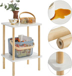 IBUYKE 2-Tier Side Table, Solid Wood Tall End Table with Storage Shelves, Nightstand Bedside Table for Living Room Bedroom Office, No-Tool Assembly, White UWST002W