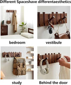 Wall Mounted Piano Key Hanger | Flip Style Hook | Entrance Wall Art Hook, Made of Oak Wood (3 Times Painted, 4 Times Polished) (Arc Beech, 12Hooks)