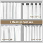 Neutral 11 ft Blackout Curtains 132 Inches Long Elegant Villa Cottage Tall Floor to Ceiling Curtains for Sliding Glass Door Patio 2 Panels Privacy White Linen Drapes for Living Room Divider Back Tab