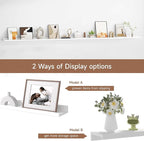 Floating Picture Ledge Shelves for Wall Set of 2, 95 Inches Picture Ledge Shelf with Long Large Nursery Book Shelf for Toys Storage Kids Bookshelf Wall Mounted Living Room Bedroom Decor Frames, White
