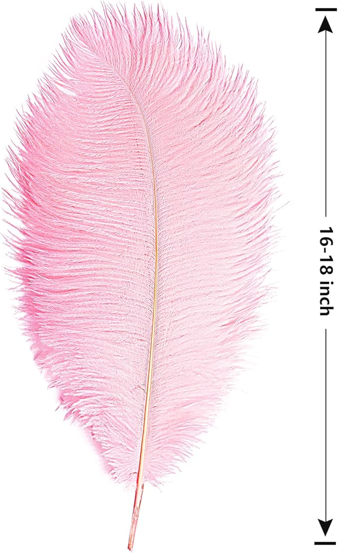 THARAHT 12PCS Ostrich Feathers Natural Bulk 16-18Inch(40-45cm) for Wedding Party Centerpieces Easter Gatsby Flower Arrangement and Home Decorate Ostrich Feathers,Pink