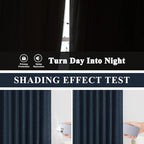 Vision Home Navy Blue Pinch Pleated Full Blackout Curtains Linen Blended Room Darkening Window Curtains 112 inch for Living Room Bedroom Thermal Insulated Pinch Pleat Drapes with Hooks 60" Wx112 Lx1