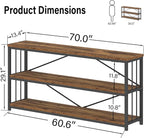 LVB Rustic Entryway Table, Industrial Extra Long Hallway Sofa Table, Wood Metal Narrow Console Table with Storage Shelf, Modern Skinny Couch Table for Foyer Living Room Bedroom, Rustic Brown, 70 Inch