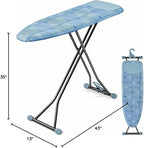 APEXCHASER Ironing Board with Iron Rest, Compact and Space Saver Iron Board, Extra Thick Cover, Height Adjustable, Wall Mount & Closet Hanger 13x43 Blue