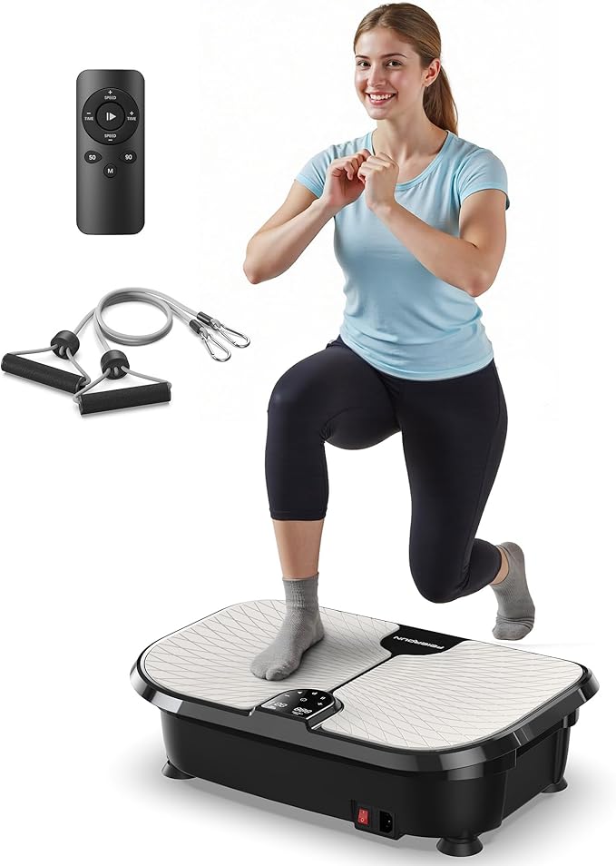 FEIERDUN Vibration Plate Exercise Machine, 400 LBS Capacity Vibration Plate for Lymphatic Drainage, Max Space for Whole-Body Workout & Relaxation at Home