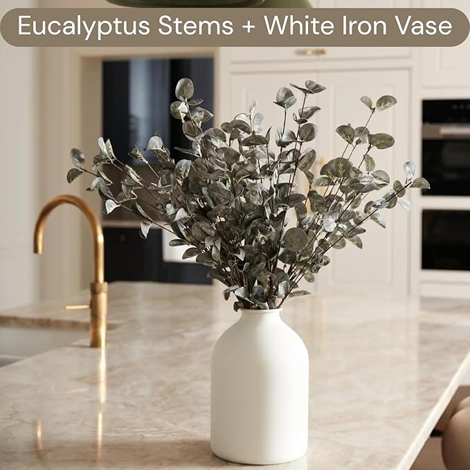 RyddeligHome 6 Branches Artificial Long Eucalpytus Stems for Tall Vase, Eucalyptus Centerpieces for Tables, 23" Dusty Green Faux Stems for Vase, Realistic Greenery Branches Fillers for Home Décor